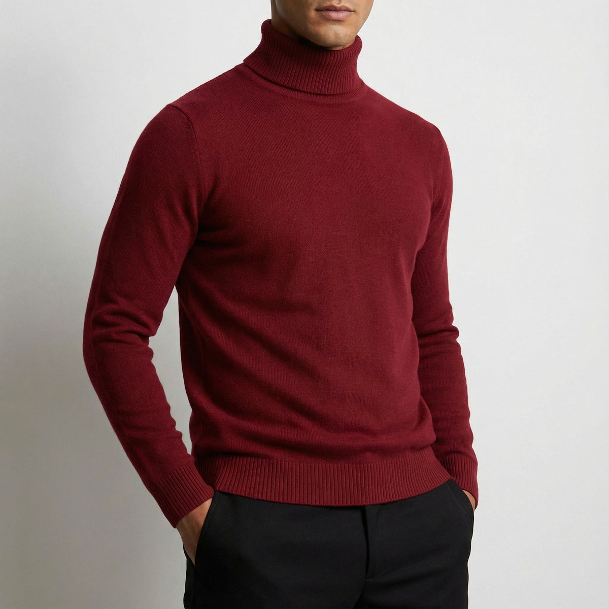 Erwin | Men's Fine-Knit Turtleneck Jumper, Classic Autumn Jumper | Everlasting Boutique | Blue