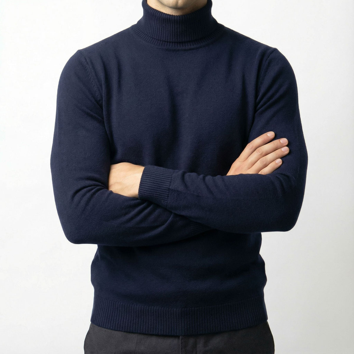 Erwin | Men's Fine-Knit Turtleneck Jumper, Classic Autumn Jumper | Everlasting Boutique | White