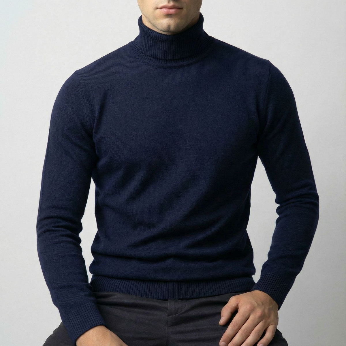 Erwin | Men's Fine-Knit Turtleneck Jumper, Classic Autumn Jumper | Everlasting Boutique | White