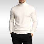 Erwin | Men's Fine-Knit Turtleneck Jumper, Classic Autumn Jumper | Everlasting Boutique | White