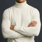Erwin | Men's Fine-Knit Turtleneck Jumper, Classic Autumn Jumper | Everlasting Boutique | White