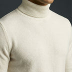 Erwin | Men's Fine-Knit Turtleneck Jumper, Classic Autumn Jumper | Everlasting Boutique | White
