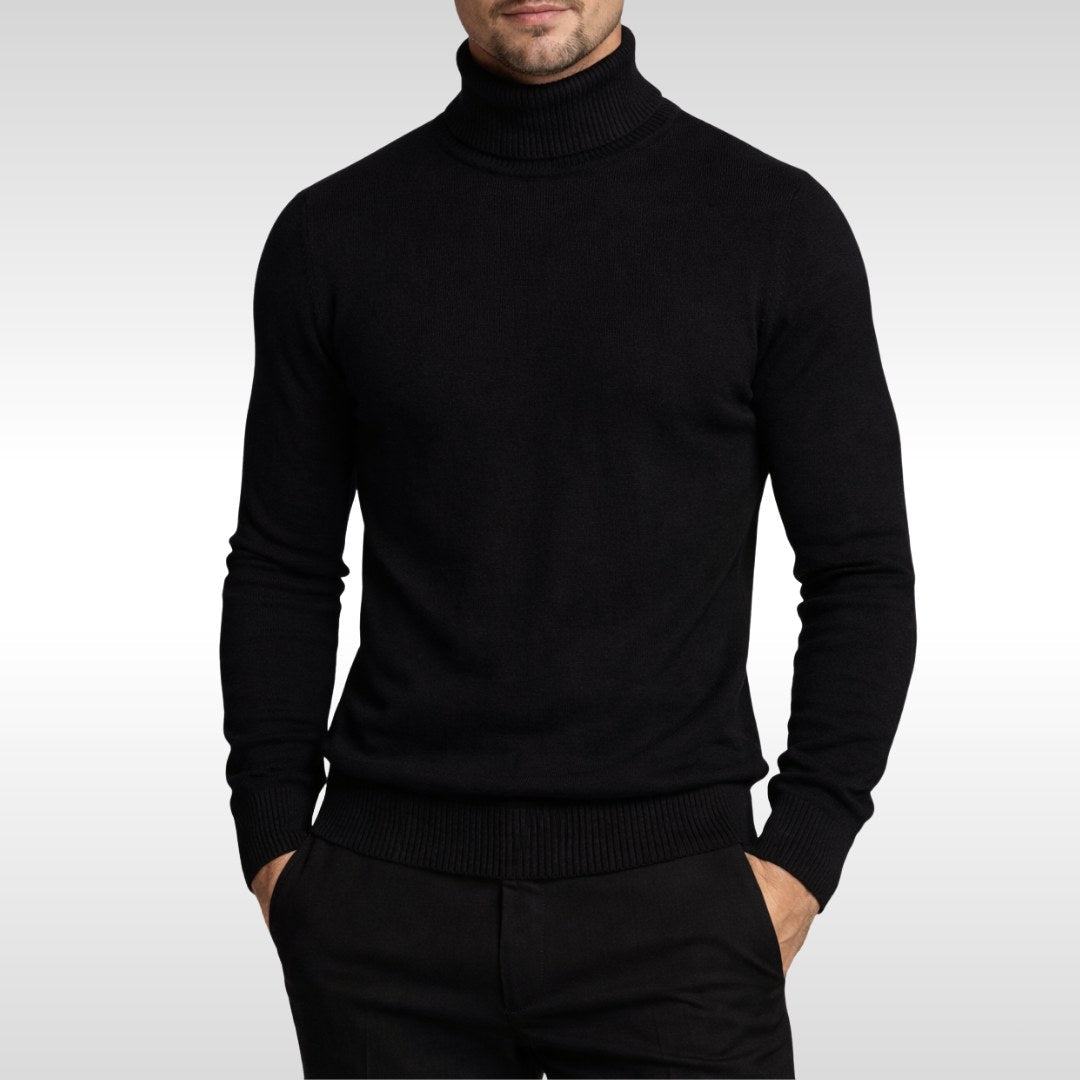 Erwin | Men's Fine-Knit Turtleneck Jumper, Classic Autumn Jumper | Everlasting Boutique | Black