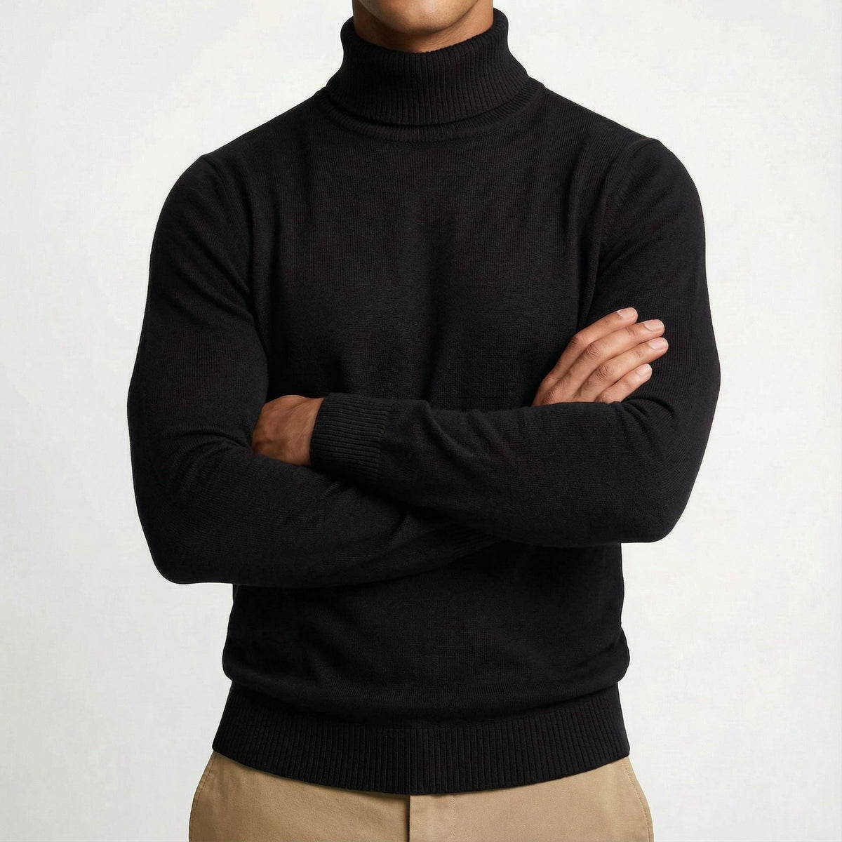 Erwin | Men's Fine-Knit Turtleneck Jumper, Classic Autumn Jumper | Everlasting Boutique | Black