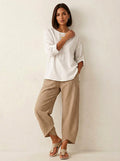 Esme | Women's Lightweight Linen Trousers, Breathable Summer Trousers | Everlasting Boutique | Khaki