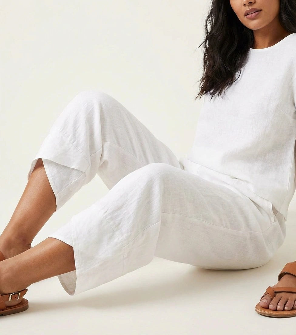 Esme | Women's Lightweight Linen Trousers, Breathable Summer Trousers | Everlasting Boutique | Wit