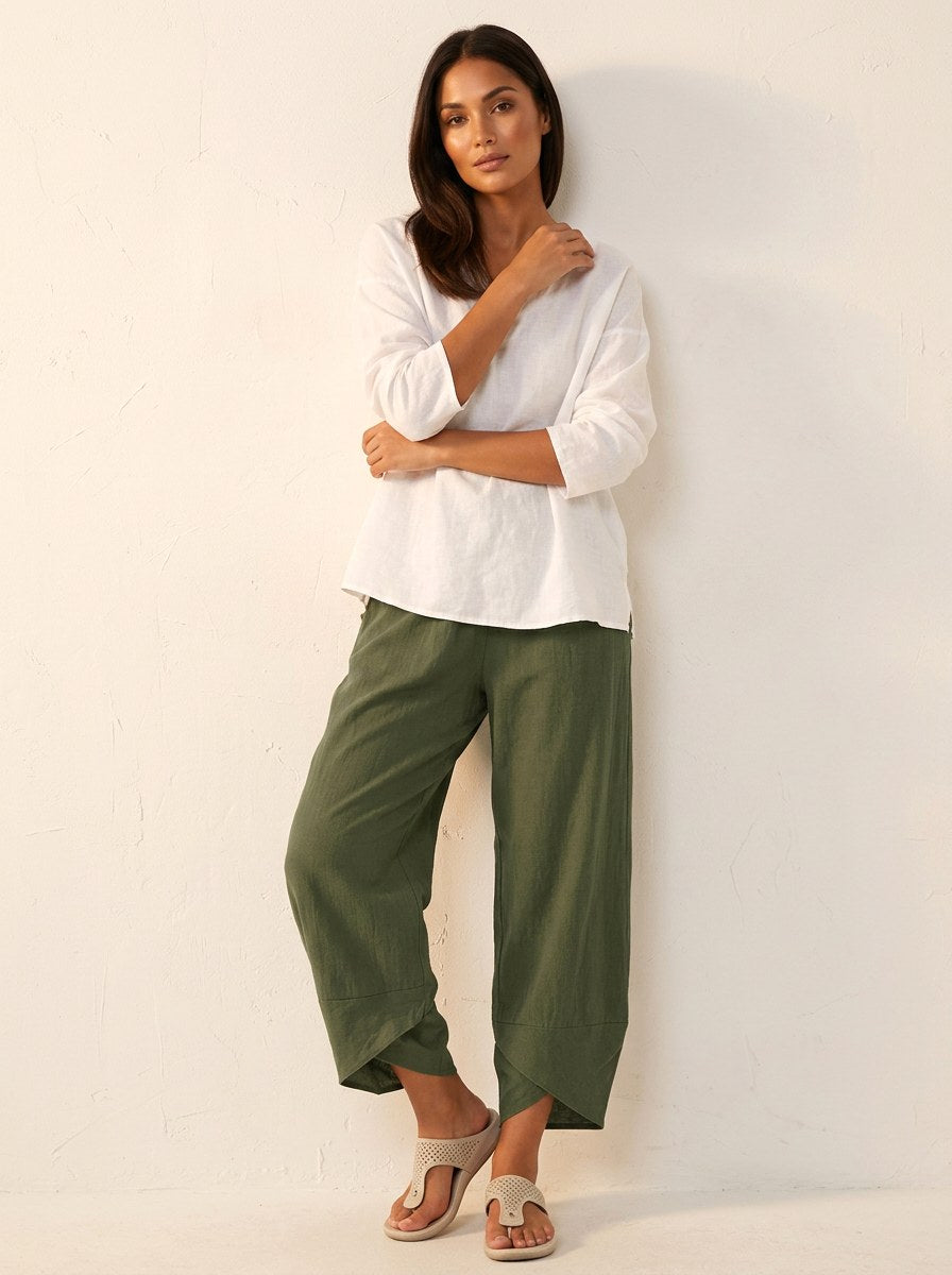 Esme | Women's Lightweight Linen Trousers, Breathable Summer Trousers | Everlasting Boutique | Marine Blauw