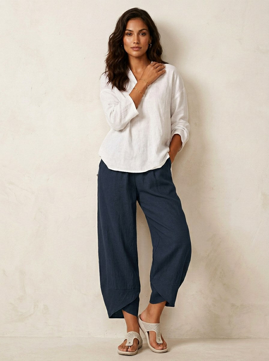 Esme | Women's Lightweight Linen Trousers, Breathable Summer Trousers | Everlasting Boutique | Zwart