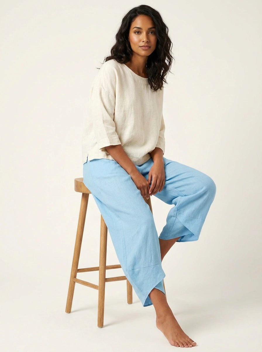 Esme | Women's Lightweight Linen Trousers, Breathable Summer Trousers | Everlasting Boutique | Grijs