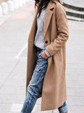 Esther | Women's Oversized Trench Coat with Wide Lapel, Long Relaxed Coat | Everlasting Boutique | Khaki