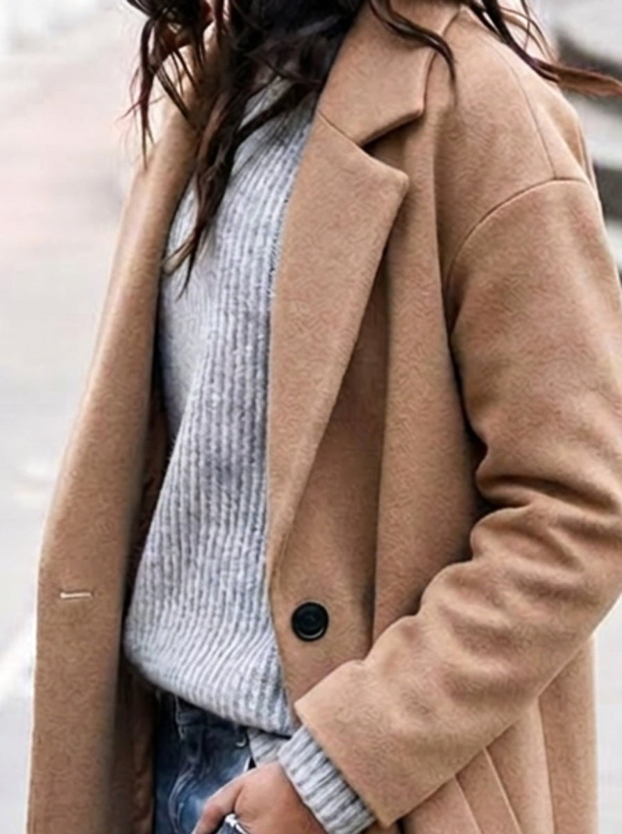 Esther | Women's Oversized Trench Coat with Wide Lapel, Long Relaxed Coat | Everlasting Boutique | Black