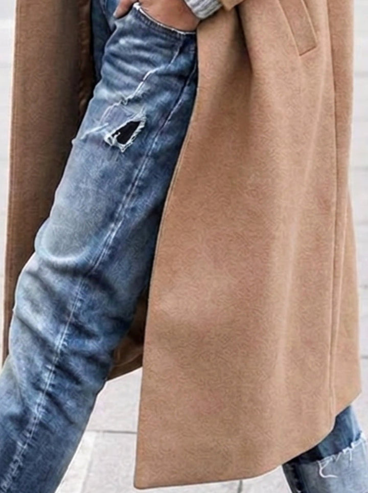 Esther | Women's Oversized Trench Coat with Wide Lapel, Long Relaxed Coat | Everlasting Boutique | Blue