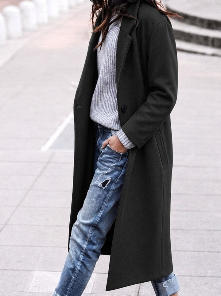 Esther | Women's Oversized Trench Coat with Wide Lapel, Long Relaxed Coat | Everlasting Boutique | White