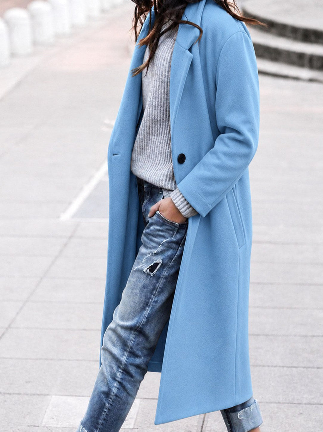 Esther | Women's Oversized Trench Coat with Wide Lapel, Long Relaxed Coat | Everlasting Boutique