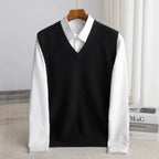Ethan | Men's V-Neck Sweater Vest, Ribbed Trim Knit Gilet | Animated Apparel