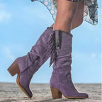 Evelyn | Women's Leather Cowboy Boots, Autumn Walking Boots | Everlasting Boutique | Purple