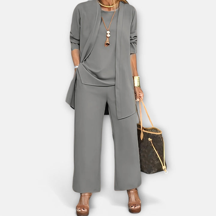Ewa | Women's Three-Piece Lounge Set, Soft Knit Cardigan Suit | Everlasting Boutique