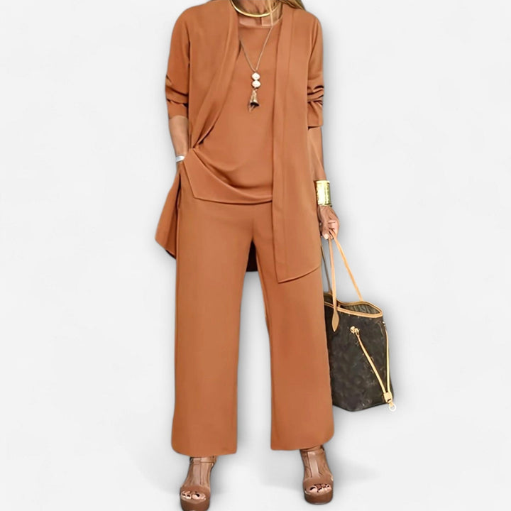 Ewa | Women's Three-Piece Lounge Set, Soft Knit Cardigan Suit | Everlasting Boutique