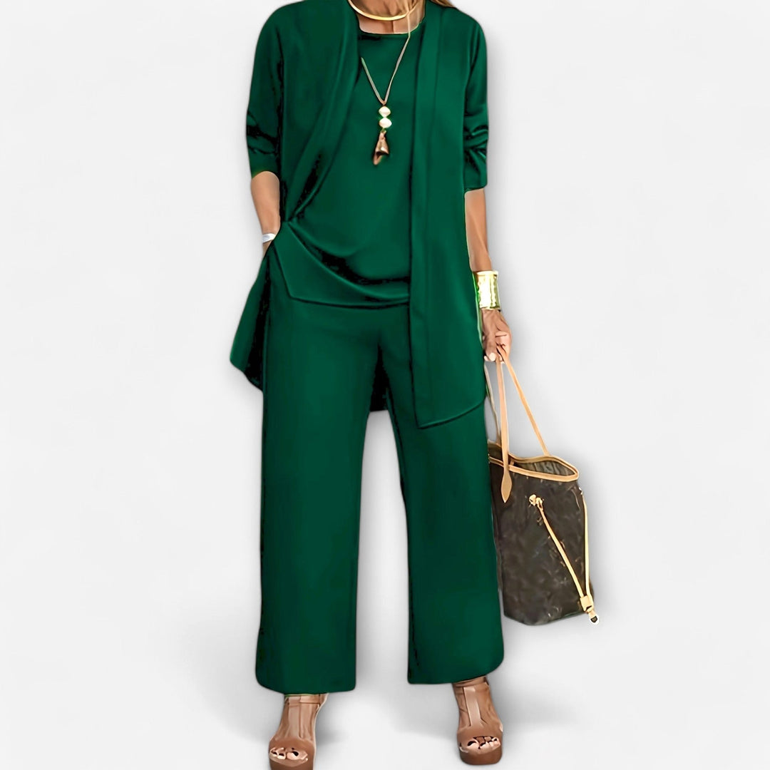 Ewa | Women's Three-Piece Lounge Set, Soft Knit Cardigan Suit | Everlasting Boutique