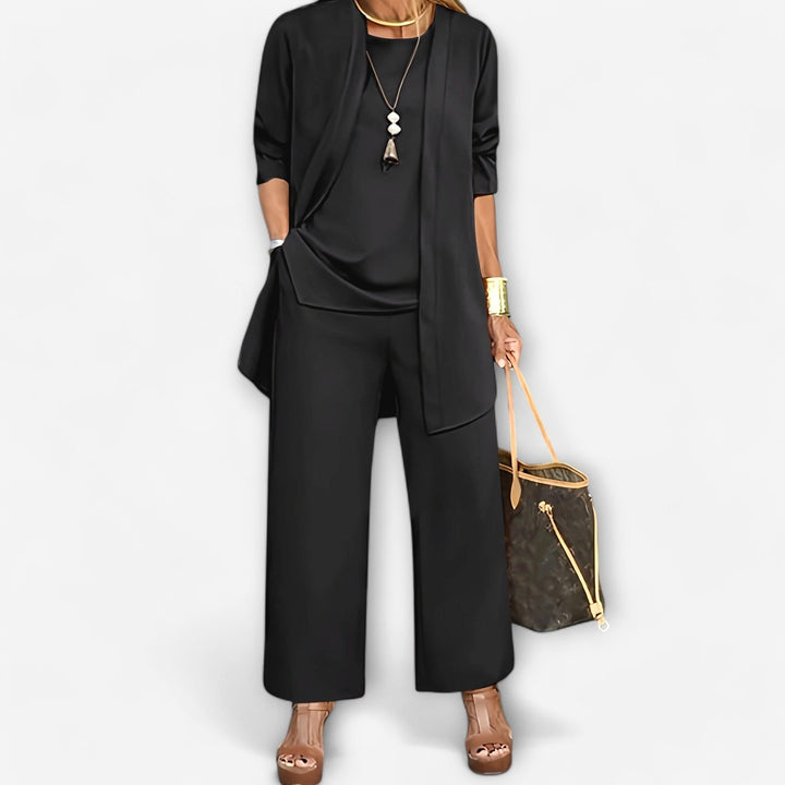 Ewa | Women's Three-Piece Lounge Set, Soft Knit Cardigan Suit | Everlasting Boutique