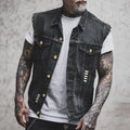 Fabian | Men's Denim Waistcoat, Sleeveless with Bold Streetwear Silhouette | Everlasting Boutique | Black