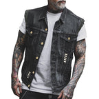 Fabian | Men's Denim Waistcoat, Sleeveless with Bold Streetwear Silhouette | Everlasting Boutique | Black