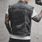 Fabian | Men's Denim Waistcoat, Sleeveless with Bold Streetwear Silhouette | Everlasting Boutique | Black