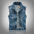 Fabian | Men's Denim Waistcoat, Sleeveless with Bold Streetwear Silhouette | Everlasting Boutique | Black