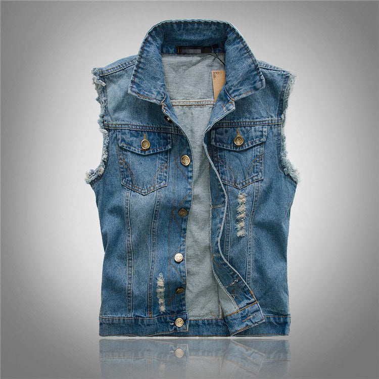 Fabian | Men's Denim Waistcoat, Sleeveless with Bold Streetwear Silhouette | Everlasting Boutique | Black