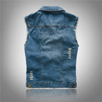 Fabian | Men's Denim Waistcoat, Sleeveless with Bold Streetwear Silhouette | Everlasting Boutique | Black