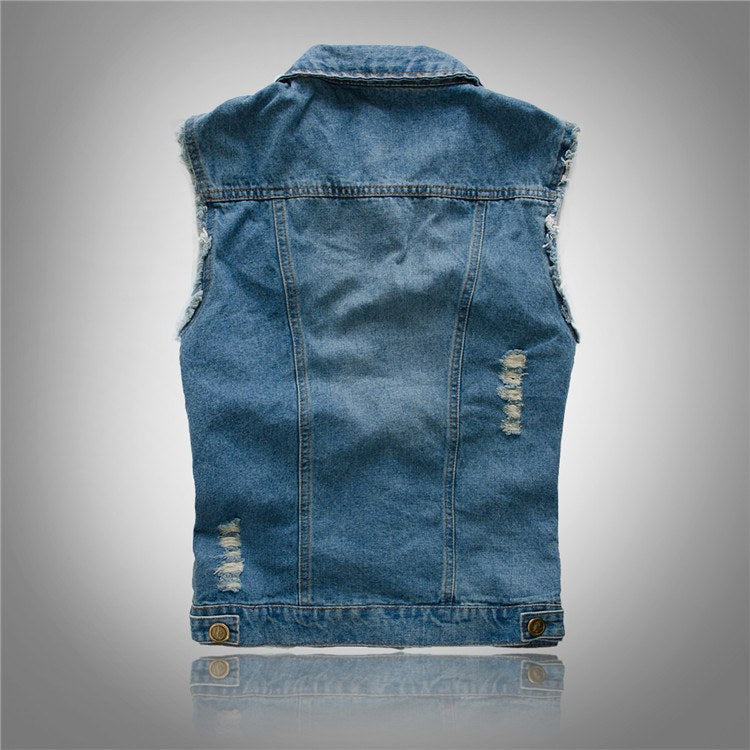 Fabian | Men's Denim Waistcoat, Sleeveless with Bold Streetwear Silhouette | Everlasting Boutique | Black