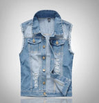 Fabian | Men's Denim Waistcoat, Sleeveless with Bold Streetwear Silhouette | Everlasting Boutique | Black