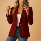 Felicity | Women's Fitted Tailored Blazer, Structured Summer Jacket | Everlasting Boutique | Wine Red