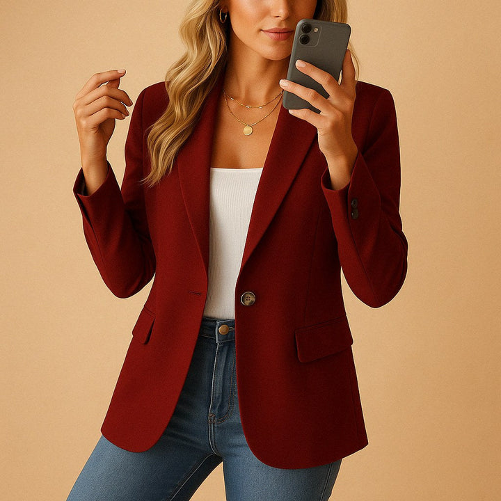 Felicity | Women's Fitted Tailored Blazer, Structured Summer Jacket | Everlasting Boutique | Wine Red