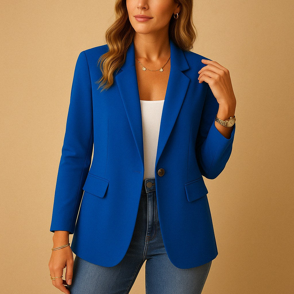 Felicity | Women's Fitted Tailored Blazer, Structured Summer Jacket | Everlasting Boutique | Blue