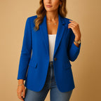 Felicity | Women's Fitted Tailored Blazer, Structured Summer Jacket | Everlasting Boutique | Blue