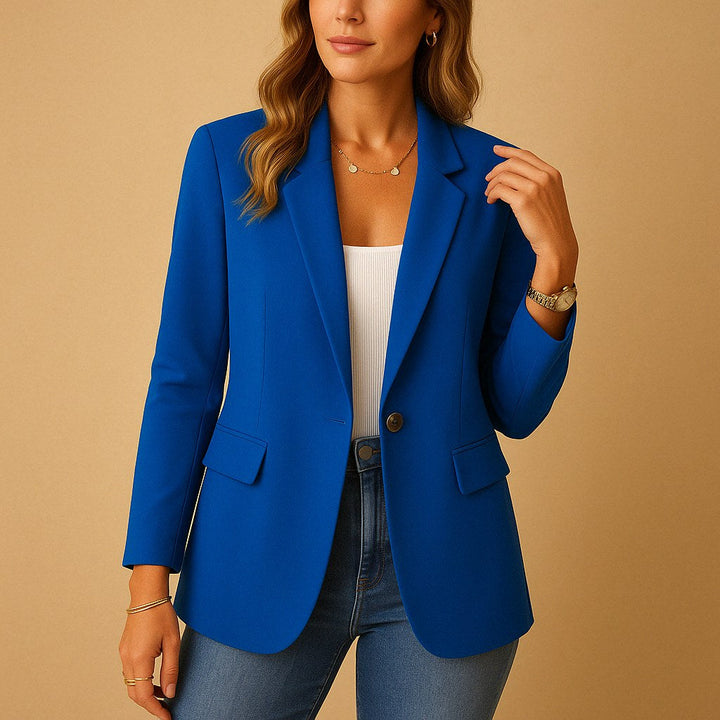 Felicity | Women's Fitted Tailored Blazer, Structured Summer Jacket | Everlasting Boutique | Blue