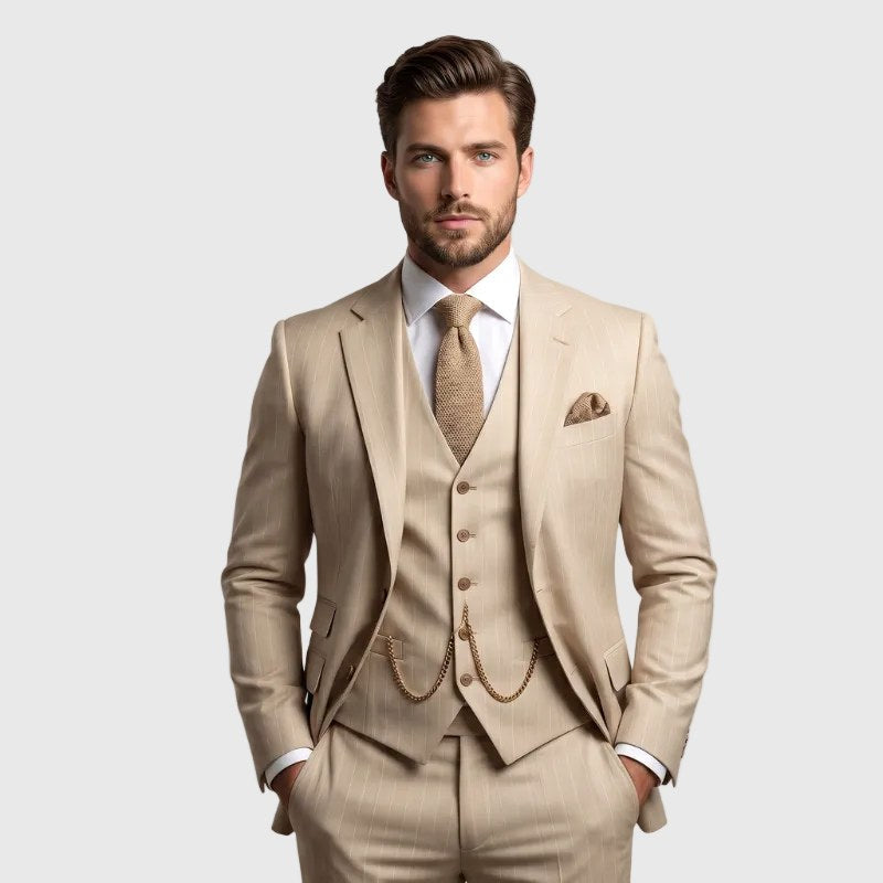 Phillip | Men's Three-Piece Suit with Vest and Lapels, Classic Suit | Everlasting Boutique