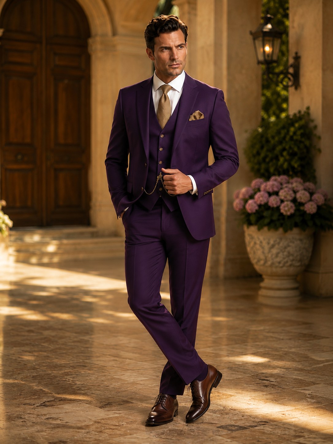 Phillip | Men's Three-Piece Suit with Vest and Lapels, Classic Suit | Everlasting Boutique