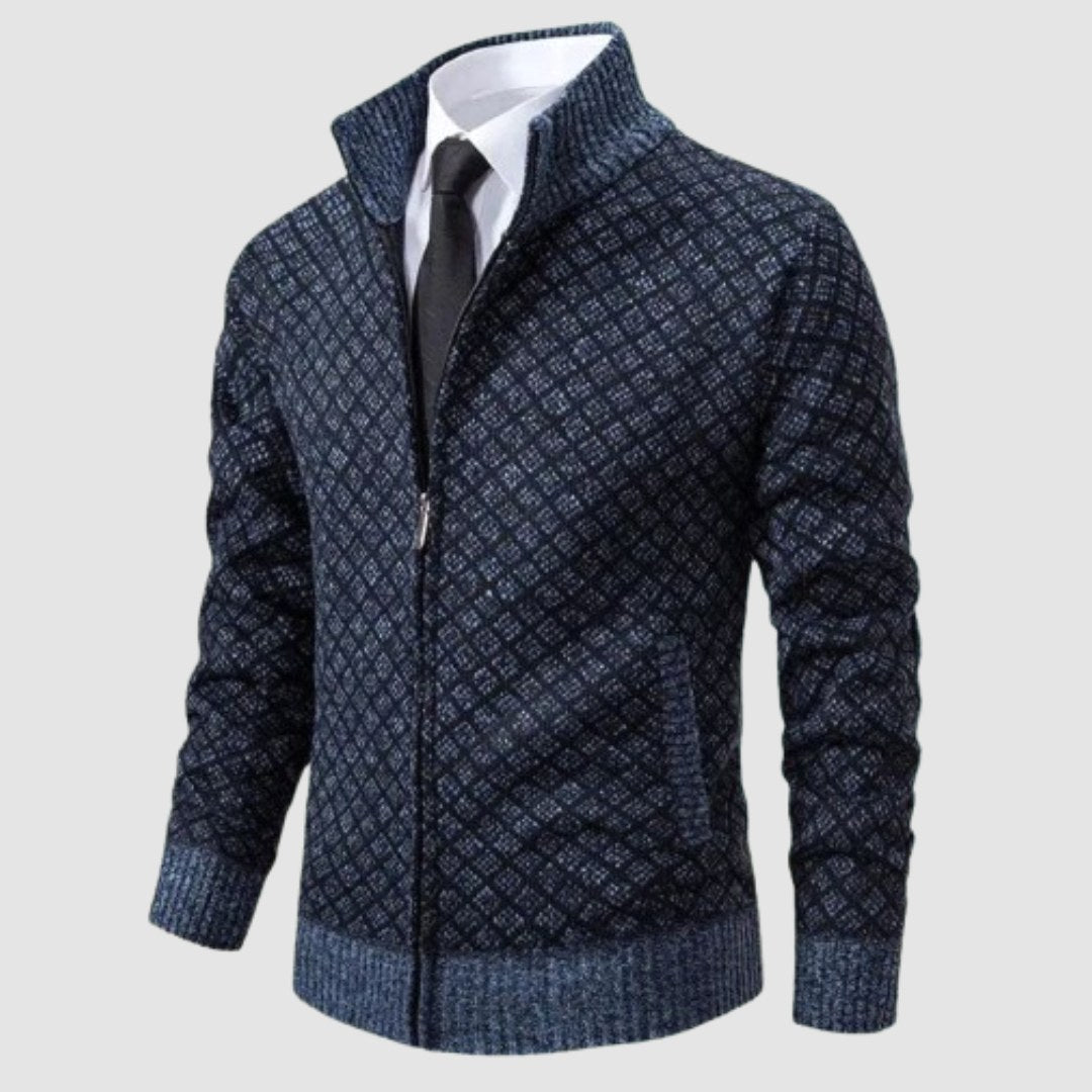 Frank | Men's Zip-Up Cardigan, Lightweight Cardigan Jacket | Everlasting Boutique | Black