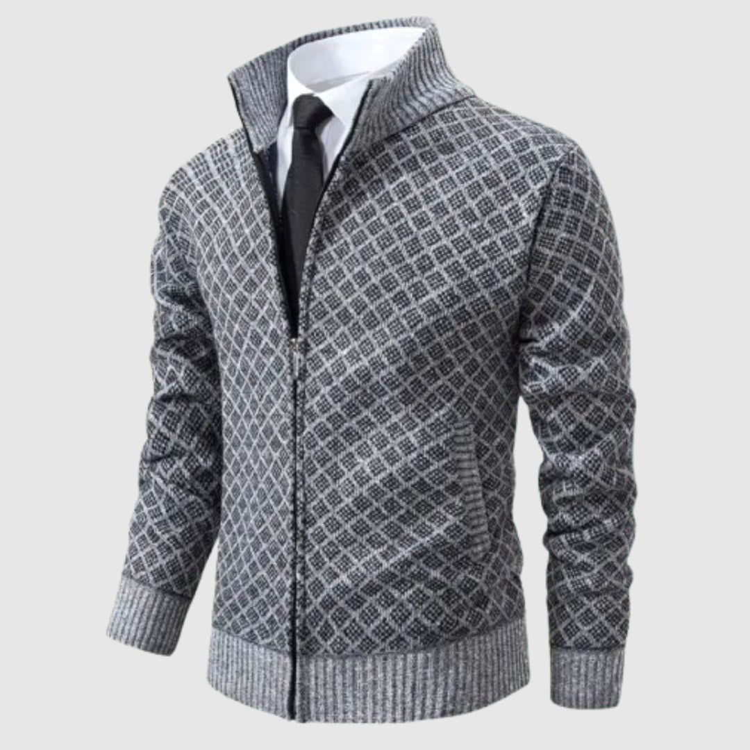 Frank | Men's Zip-Up Cardigan, Lightweight Cardigan Jacket | Everlasting Boutique | Black