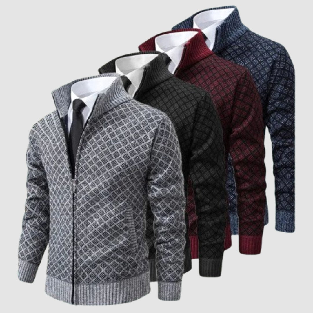 Frank | Men's Zip-Up Cardigan, Lightweight Cardigan Jacket | Everlasting Boutique | Black