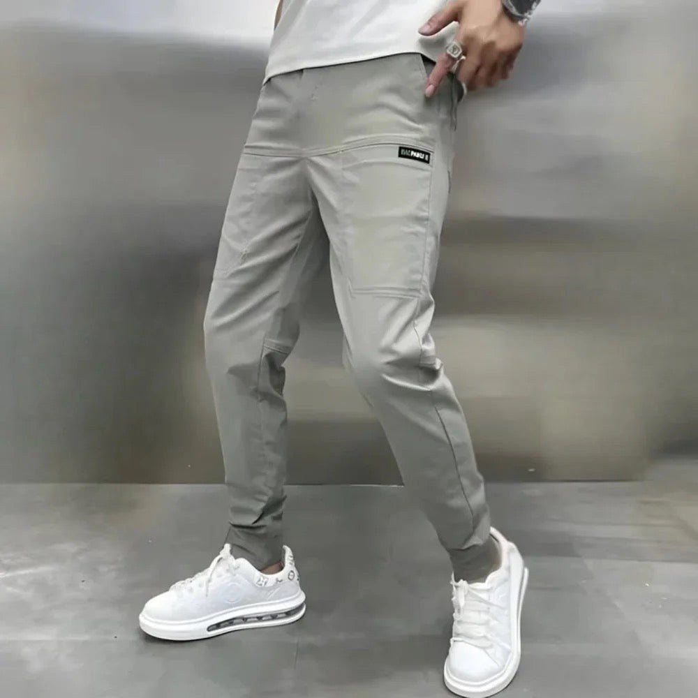 Frank | Men's Elasticated Cargo Trousers, Flexible Stretch Trousers | Everlasting Boutique