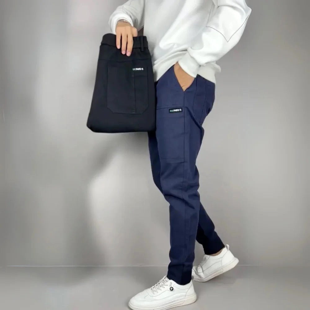 Frank | Men's Elasticated Cargo Trousers, Flexible Stretch Trousers | Everlasting Boutique