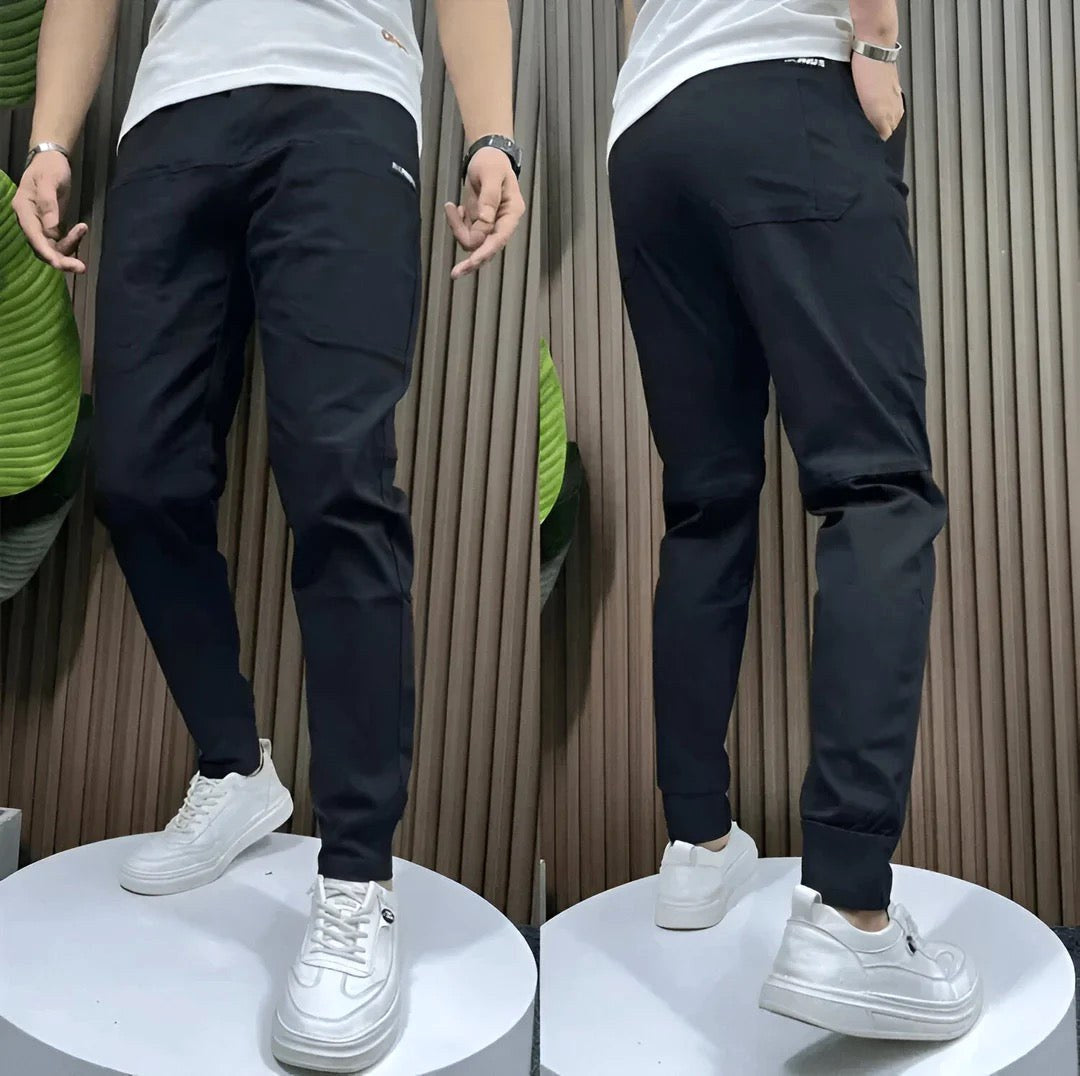 Frank | Men's Elasticated Cargo Trousers, Flexible Stretch Trousers | Everlasting Boutique