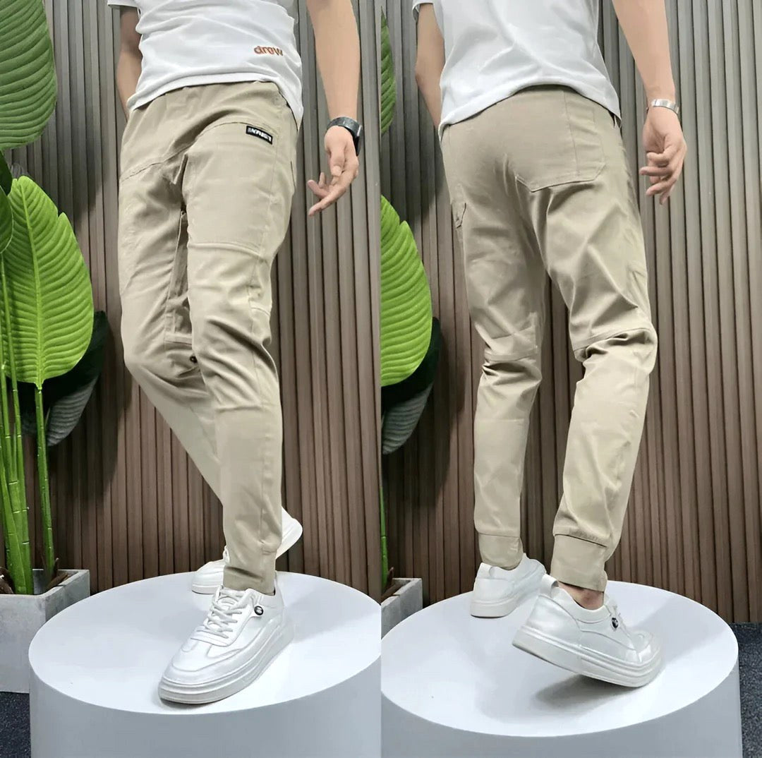 Frank | Men's Elasticated Cargo Trousers, Flexible Stretch Trousers | Everlasting Boutique