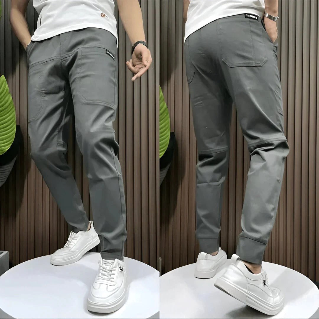 Frank | Men's Elasticated Cargo Trousers, Flexible Stretch Trousers | Everlasting Boutique