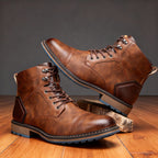 Franz | Men's Lace-Up Boots with Reinforced Toe Cap, Rugged Ankle Boots | Everlasting Boutique | Chestnut Brown