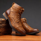 Franz | Men's Lace-Up Boots with Reinforced Toe Cap, Rugged Ankle Boots | Everlasting Boutique | Chestnut Brown
