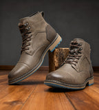 Franz | Men's Lace-Up Boots with Reinforced Toe Cap, Rugged Ankle Boots | Everlasting Boutique | Chestnut Brown